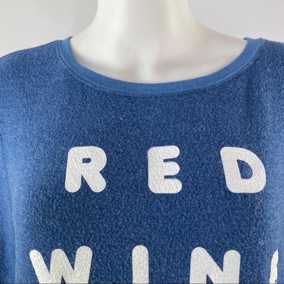 Wildfox Size L Blue RED WINE & BLUE Soft Knit Pullover Sweater July 4th USA - Picture 2 of 10